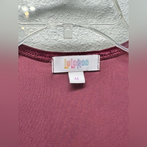 LuLaRoe Sarah Duster Velvet Open Front Maxi Cardigan Burgandy Medium 10/12 Soft - Picture 4 of 6